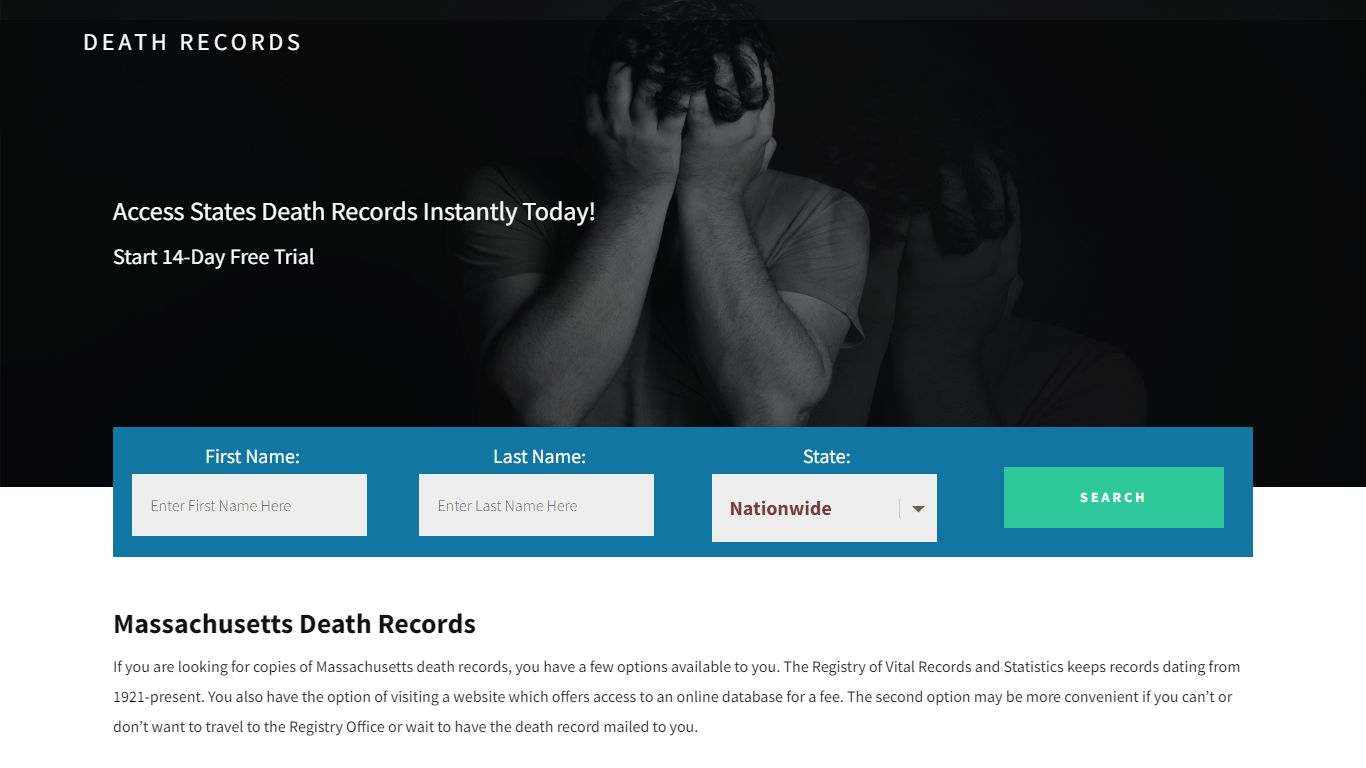 Massachusetts Death Records | Enter Name and Search | 14 Days Free